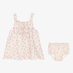 Babidu-Girls Pink & Green Floral Print Dress | Childrensalon Outlet