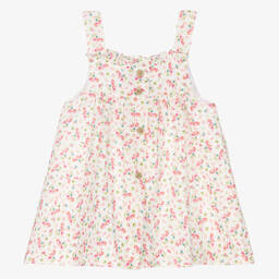 Babidu-Girls Pink & Green Floral Print Dress | Childrensalon Outlet