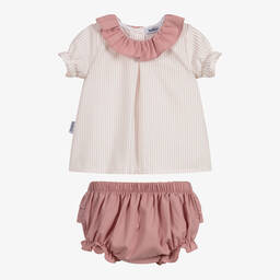 Babidu-Girls Pink & Ivory Shorts Set | Childrensalon Outlet