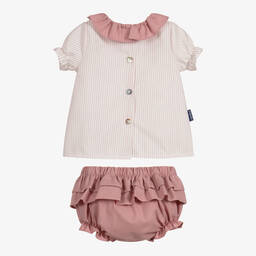 Babidu-Girls Pink & Ivory Shorts Set | Childrensalon Outlet