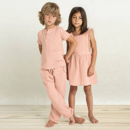 Babidu-Girls Pink Pinafore Dress  | Childrensalon Outlet