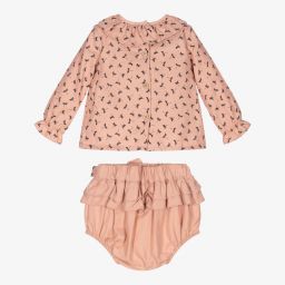 Babidu-Girls Pink Shorts Set | Childrensalon Outlet