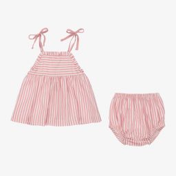 Babidu-Girls Pink Stripe Dress Set | Childrensalon Outlet