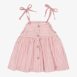 Babidu-Girls Pink Stripe Dress Set | Childrensalon Outlet