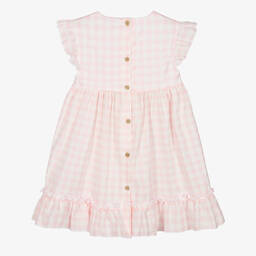 Babidu-Girls Pink & White Check Cotton Dress | Childrensalon Outlet