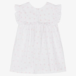 Babidu-Girls Pink & White Cotton Dress  | Childrensalon Outlet