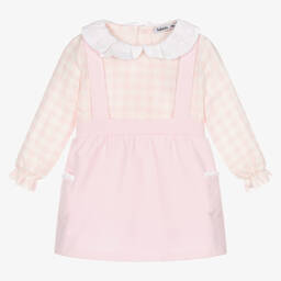 Babidu-Girls Pink & White Cotton Skirt Set | Childrensalon Outlet