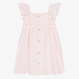 Babidu-Girls Pink & White Smocked Dress | Childrensalon Outlet