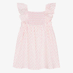 Babidu-Girls Pink & White Smocked Dress | Childrensalon Outlet