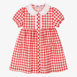 Babidu-Girls Red Gingham Cotton Dress | Childrensalon Outlet