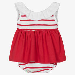 بابيدو -Girls Red Stripe Cotton Dress | Childrensalon Outlet