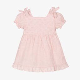 بابيدو -فستان زهري من الكتان والقطن للبنات | Childrensalon Outlet