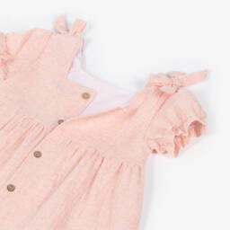 بابيدو -فستان زهري من الكتان والقطن للبنات | Childrensalon Outlet