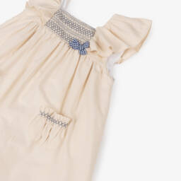 Babidu-فستان بناتي ناعم من القطن البيج | Childrensalon Outlet