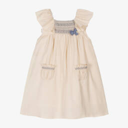 Babidu-فستان بناتي ناعم من القطن البيج | Childrensalon Outlet