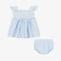 Babidu-Мягкий текстурированный комплект шорт для девочек в голубом цвете | Childrensalon Outlet