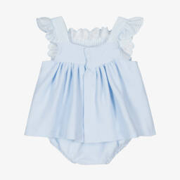 Babidu-Мягкий текстурированный комплект шорт для девочек в голубом цвете | Childrensalon Outlet