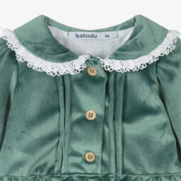 Babidu-Girls Velvet Green Playsuit | Childrensalon Outlet