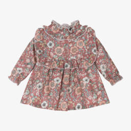 Babidu-Girls Vintage Pink Twill Dress | Childrensalon Outlet