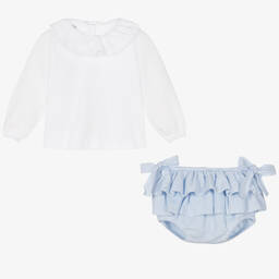 Babidu-Белый топ и голубые шорты для девочек | Childrensalon Outlet