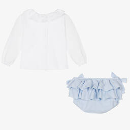 Babidu-Белый топ и голубые шорты для девочек | Childrensalon Outlet