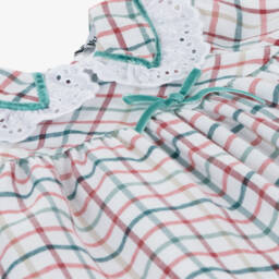 Babidu-Girls White Checked Cotton Frock | Childrensalon Outlet
