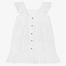 Babidu-Girls White Cheesecloth Dress | Childrensalon Outlet