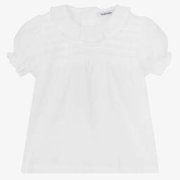 Babidu-Girls White Cotton Blouse | Childrensalon Outlet