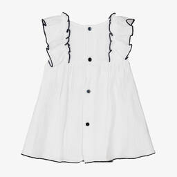 Babidu-Girls White Cotton Dress | Childrensalon Outlet