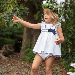 Babidu-Girls White Cotton Dress | Childrensalon Outlet