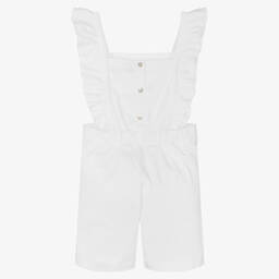 Babidu-Girls White Cotton Playsuit | Childrensalon Outlet
