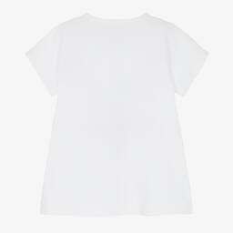 Babidu-Girls White Cotton T-Shirt | Childrensalon Outlet