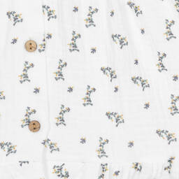 Babidu-Girls White Floral Cotton Dress | Childrensalon Outlet