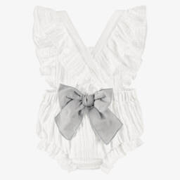 Babidu-Белый ромпер с цветочной вышивкой для девочек | Childrensalon Outlet