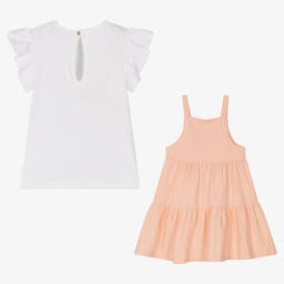 Babidu-Girls White & Pink Dress Set | Childrensalon Outlet