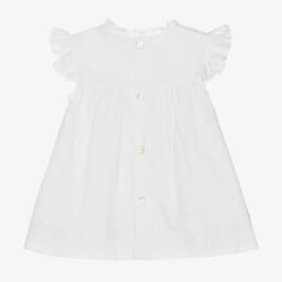 Babidu-Girls White Plumeti Cotton Dress | Childrensalon Outlet