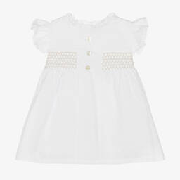 Babidu-Girls White Plumeti Cotton Dress | Childrensalon Outlet