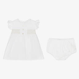 Babidu-Girls White Plumeti Cotton Dress | Childrensalon Outlet