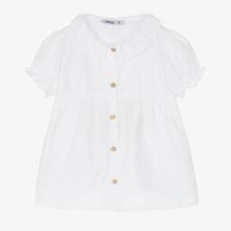 Babidu-بلوز قطن لون أبيض للبنات | Childrensalon Outlet