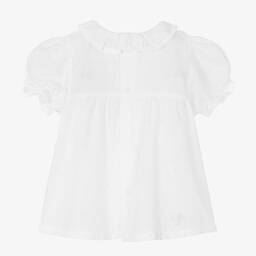 Babidu-Girls White Ruffle Blouse | Childrensalon Outlet