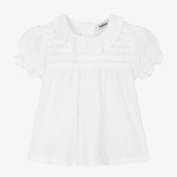 Babidu-Girls White Ruffle Blouse | Childrensalon Outlet