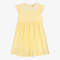 Babidu-Желтое хлопковое платье в клетку | Childrensalon Outlet