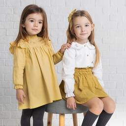 Babidu-Girls Yellow High-Neck Dress | Childrensalon Outlet