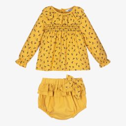 Babidu-Girls Yellow Shorts Set | Childrensalon Outlet