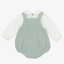 Babidu-طقم شورت دانغريز قطن لون أخضر وعاجي للأطفال | Childrensalon Outlet