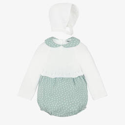 Babidu-Green & Ivory Knit Baby Girls Shortie Set | Childrensalon Outlet