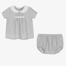 Babidu-Grey Cotton Baby Shorts Set | Childrensalon Outlet