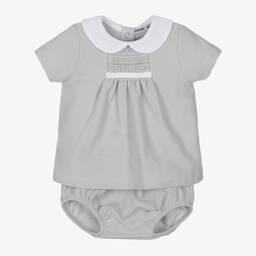Babidu-Grey Cotton Baby Shorts Set | Childrensalon Outlet