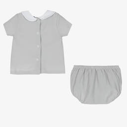 Babidu-Grey Cotton Baby Shorts Set | Childrensalon Outlet