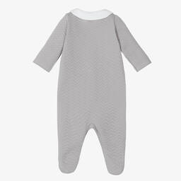 Babidu-Grey Quilted Cotton Babygrow | Childrensalon Outlet